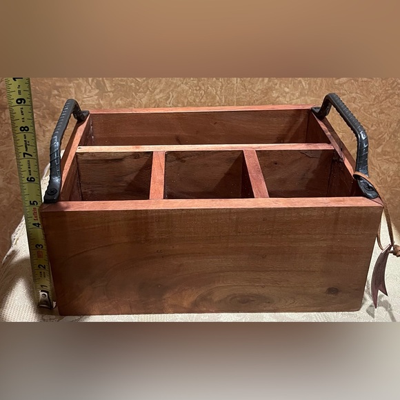 Wooden Condiment Caddy with Handles - Picture 4 of 7